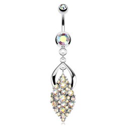 Piercing nombril multistrass rectangulaire aurora (D108)
