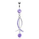 Piercing nombril cercle pendant lilas (D40)