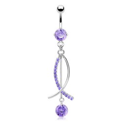 Piercing nombril cercle pendant lilas (D40)
