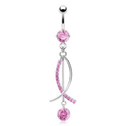 Piercing nombril cercle pendant rose (D40)