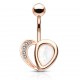 Piercing nombril plaqué-or 87 - Gold-ip rose gem blanc