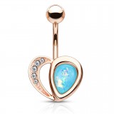 Piercing nombril plaqué-or 87 - Gold-ip rose gem bleu-clair