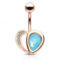 Piercing nombril plaqué-or 87 - Gold-ip rose gem bleu-clair