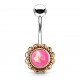 Piercing nombril plaqué-or 91 - Vintage gem rose paillettes