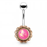 Piercing nombril plaqué-or 91 - Vintage gem rose paillettes