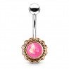 Piercing nombril plaqué-or 91 - Vintage gem rose paillettes