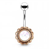 Piercing nombril plaqué-or 91 - Vintage gem blanc paillettes