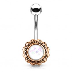 Piercing nombril plaqué-or 91 - Vintage gem blanc paillettes
