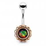 Piercing nombril plaqué-or 91 - Vintage gem vert paillettes