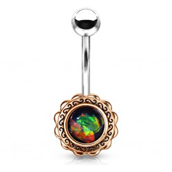 Piercing nombril plaqué-or 91 - Vintage gem vert paillettes