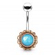 Piercing nombril plaqué-or 91 - Vintage gem bleu-clair paillettes