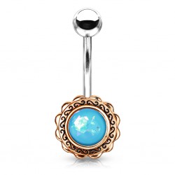 Piercing nombril plaqué-or 91 - Vintage gem bleu-clair paillettes