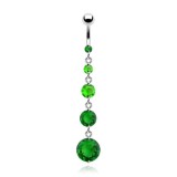 Piercing nombril cascade de zircones vert-pomme (D64)