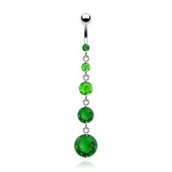 Piercing nombril cascade de zircones vert-pomme (D64)