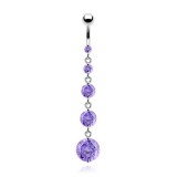 Piercing nombril cascade de zircones lilas (D64)