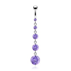 Piercing nombril cascade de zircones lilas (D64)