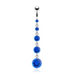 Piercing nombril cascade de zircones bleus (D64)