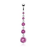 Piercing nombril cascade de zircones roses (D64)
