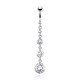 Piercing nombril cascade de zircones transparents (D64)