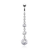 Piercing nombril cascade de zircones transparents (D64)