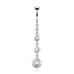 Piercing nombril cascade de zircones transparents (D64)