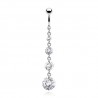 Piercing nombril cascade de zircones transparents (D64)