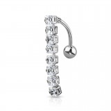 Piercing nombril inversé 17 - Gris ligne de zircones