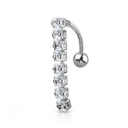 Piercing nombril inversé 17 - Gris ligne de zircones