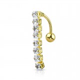 Piercing nombril inversé 17 - Jaune ligne de zircones