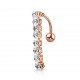 Piercing nombril inversé 17 - Rose ligne de zircones