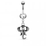 Piercing nombril tête d'éléphant pendante grise (175)