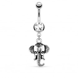 Piercing nombril tête d'éléphant pendante grise (175)
