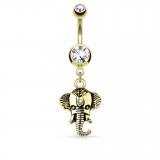 Piercing nombril tête d'éléphant pendante jaune (175)