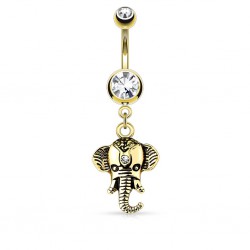 Piercing nombril tête d'éléphant pendante jaune (175)