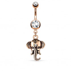 Piercing nombril tête d'éléphant pendante rose (175)