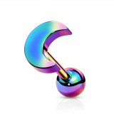 Cartilage hélix, tragus 118 - Lune rainbow