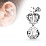 Cartilage hélix, tragus 322 - Couronne grise et zircone