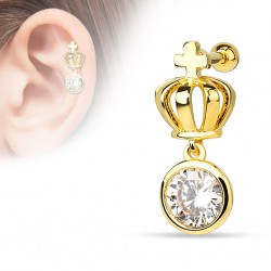Cartilage hélix, tragus 322 - Couronne jaune et zircone