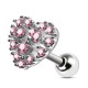 Cartilage hélix, tragus 336 - Coeur avec strass roses