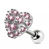 Cartilage hélix, tragus 336 - Coeur avec strass roses
