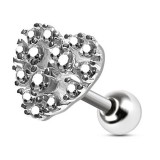 Cartilage hélix, tragus 336 - Coeur avec strass transparents