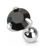 Cartilage hélix, tragus 170 - Zircone rond noir 3 à 5mm
