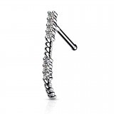 Piercing nez courbé 0.8mm 16 - Ligne de strass grise