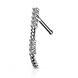 Piercing nez courbé 0.8mm 16 - Ligne de strass grise