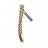 Piercing nez courbé 0.8mm 16 - Ligne de strass jaune