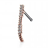 Piercing nez courbé 0.8mm 16 - Ligne de strass rose