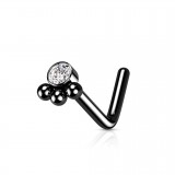 Piercing nez courbé 0.8mm 23 - Noir cristal et billes A