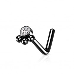 Piercing nez courbé 0.8mm 23 - Noir cristal et billes A