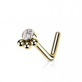 Piercing nez courbé 0.8mm 23 - Jaune cristal et billes A