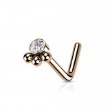 Piercing nez courbé 0.8mm 23 - Rose cristal et billes A